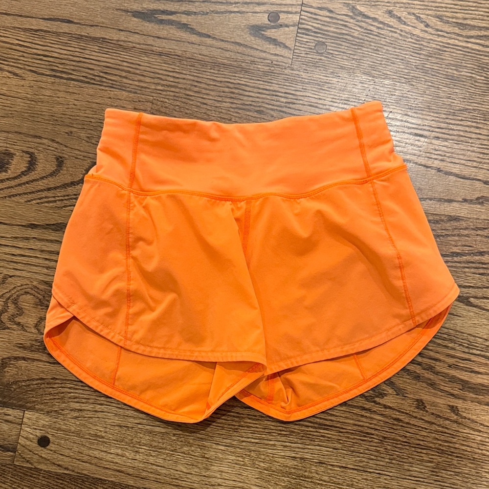 lululemon athletica Bright Orange 4” Speed Up Shorts